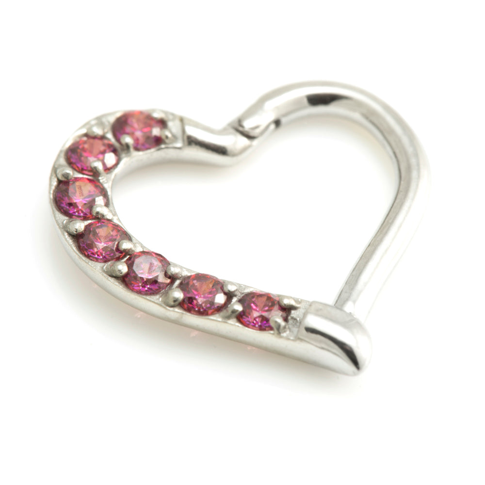 Steel Multi Gem Hinge Heart Ring