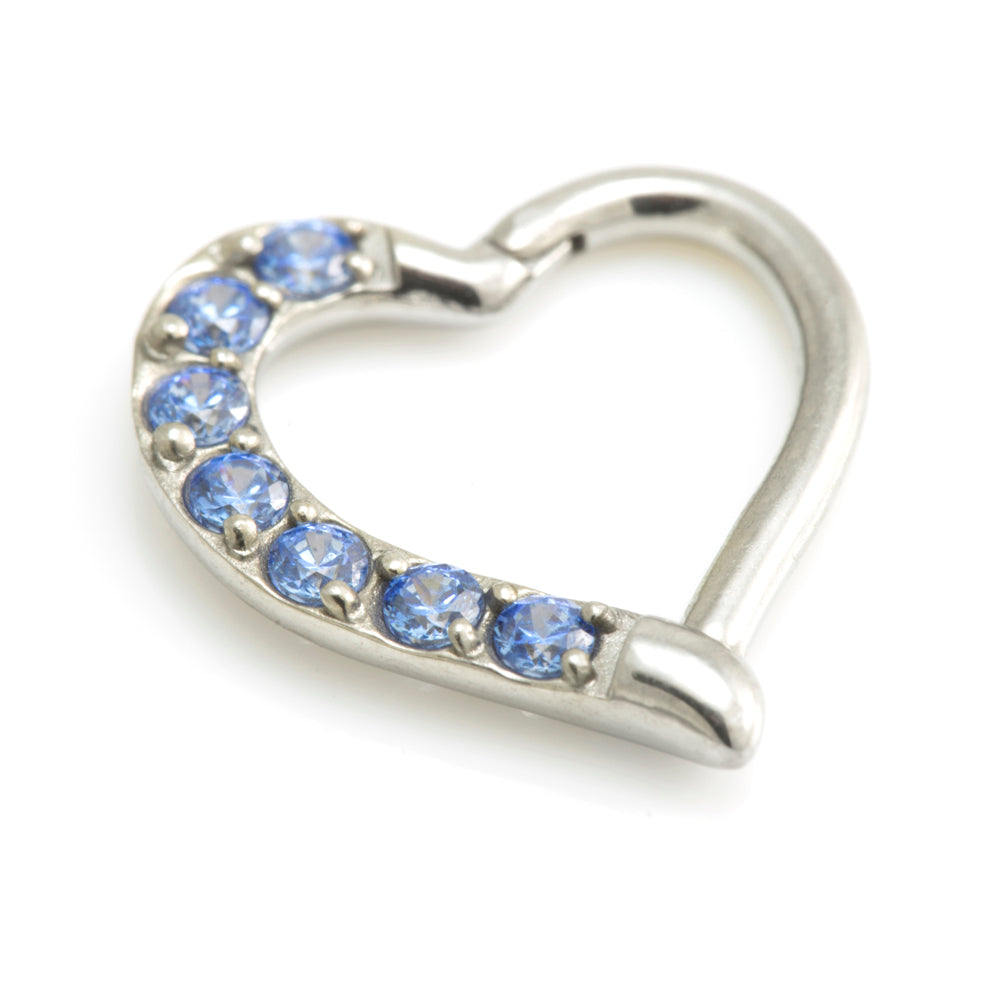 Steel Multi Gem Hinge Heart Ring