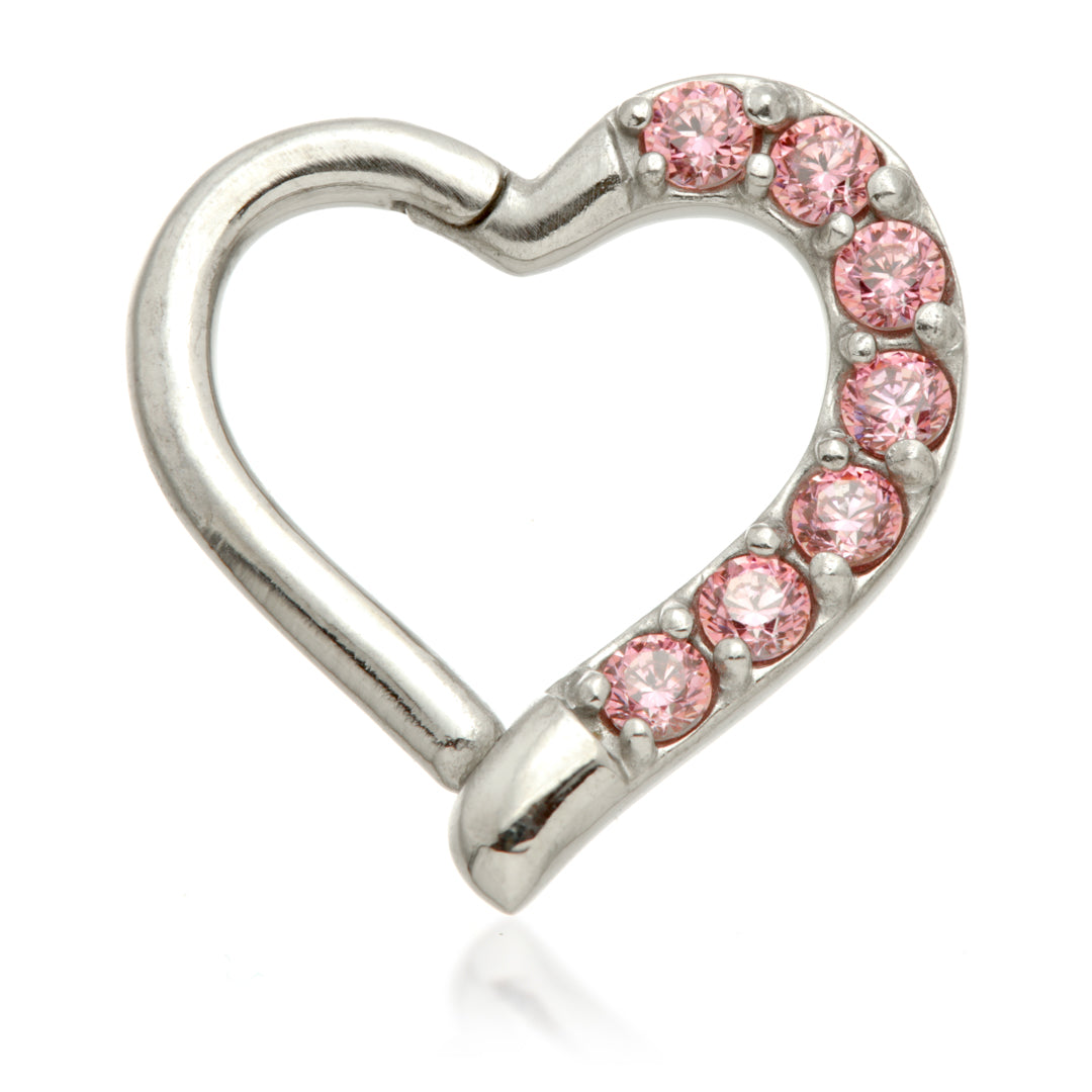 Steel Multi Gem Hinge Heart Ring