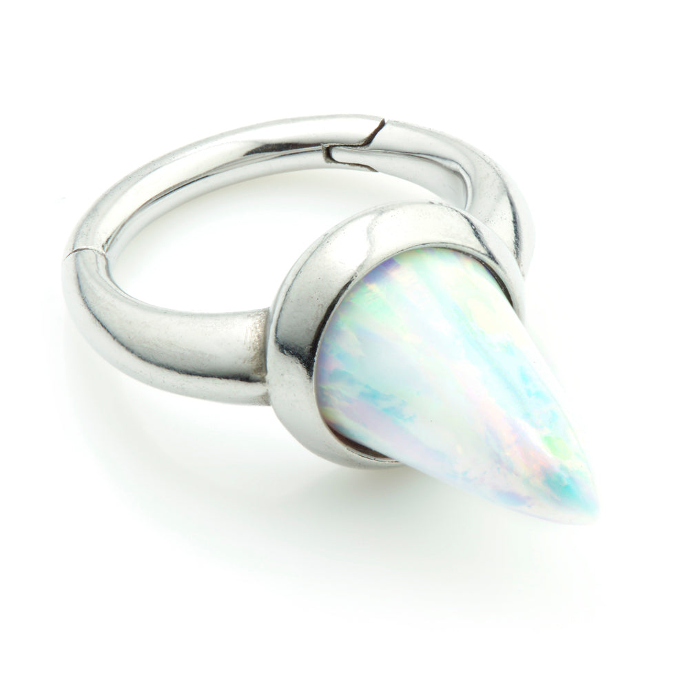Steel Opal Spike Hinge Segment Ring