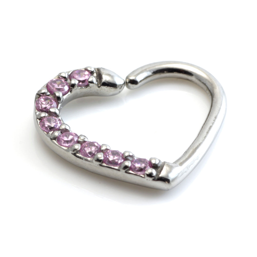 Steel Pave Gem Heart Ring