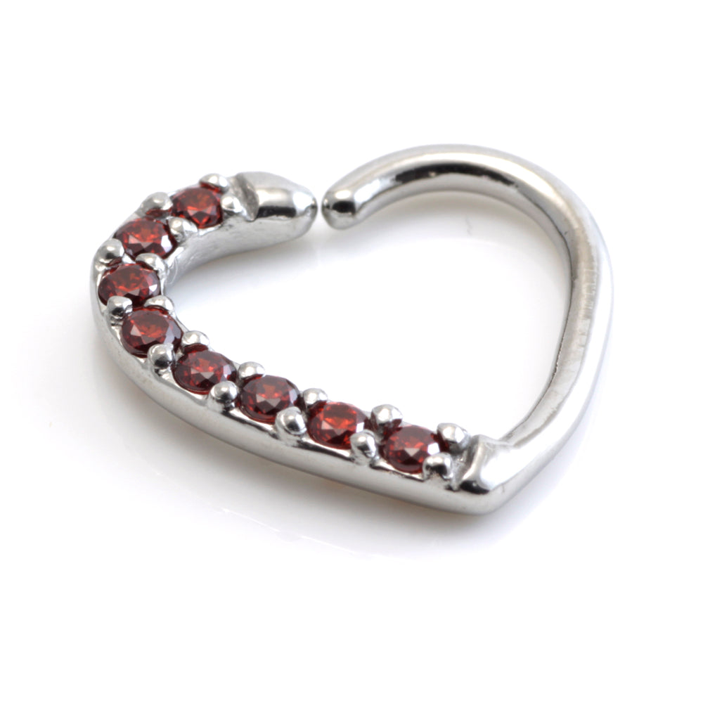 Steel Pave Gem Heart Ring