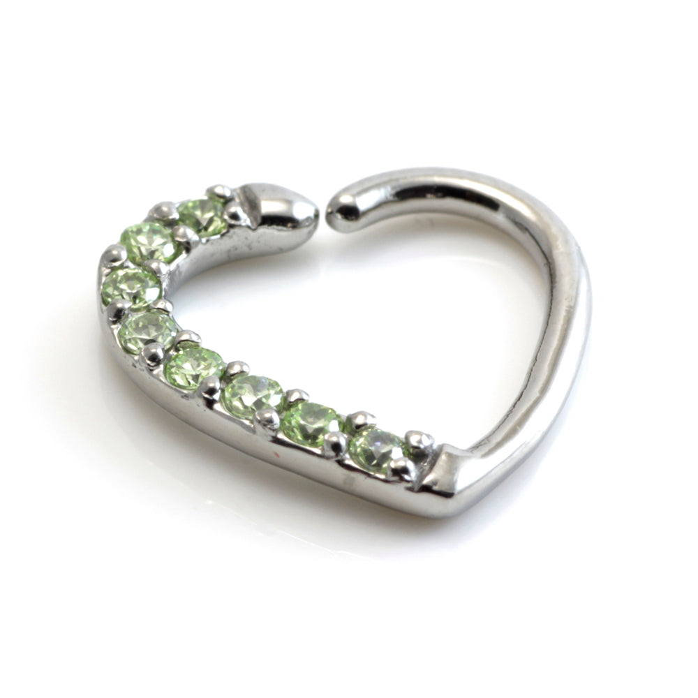 Steel Pave Gem Heart Ring