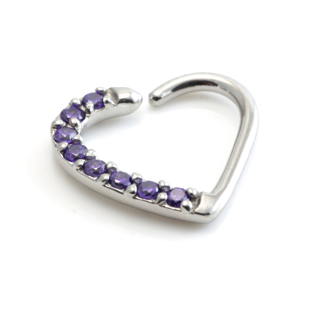 Steel Pave Gem Heart Ring