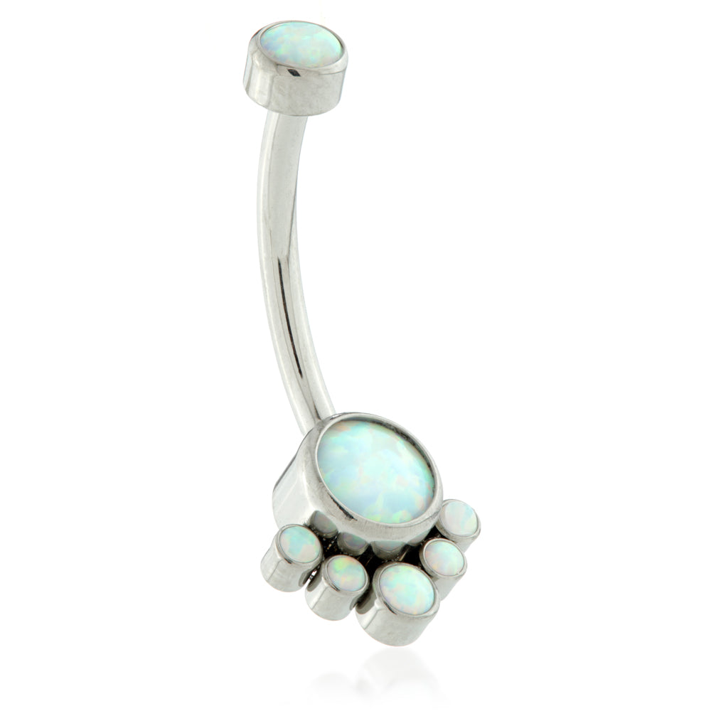 Threadless Ti Double Opal Navel With 6 Opal Cluster