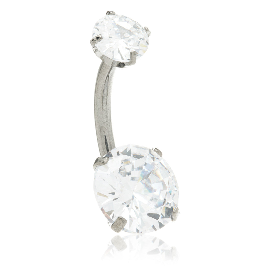 Threadless Titanium Double Round Gem Belly Bar