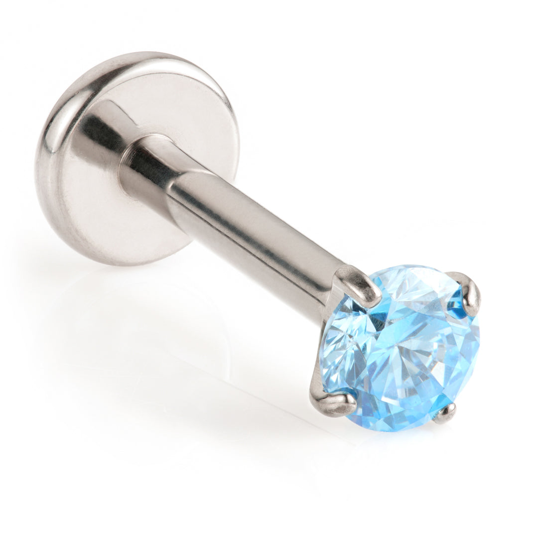 Threadless Ti Micro Labret with Pop In Prong Set Gem