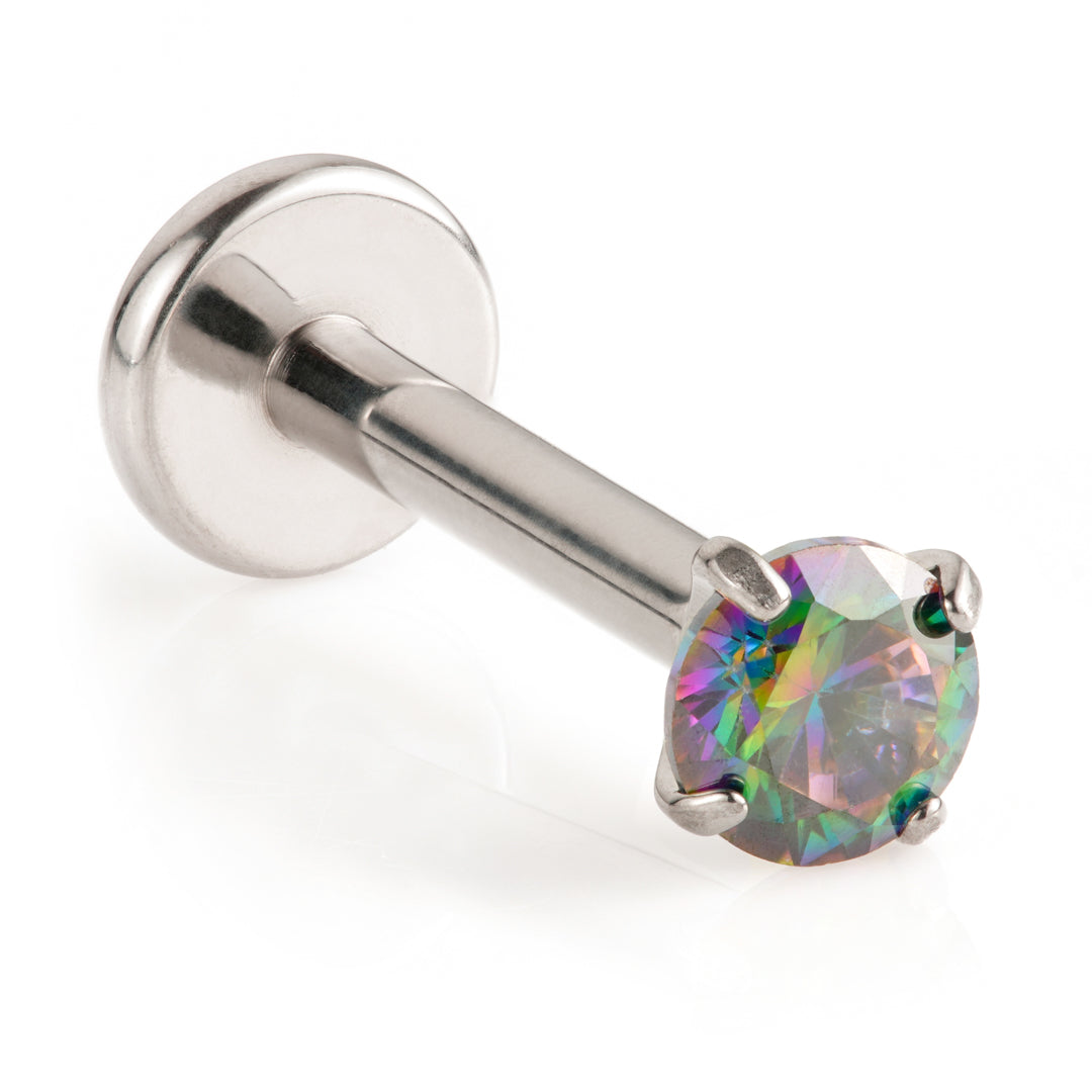 Threadless Ti Micro Labret with Pop In Prong Set Gem