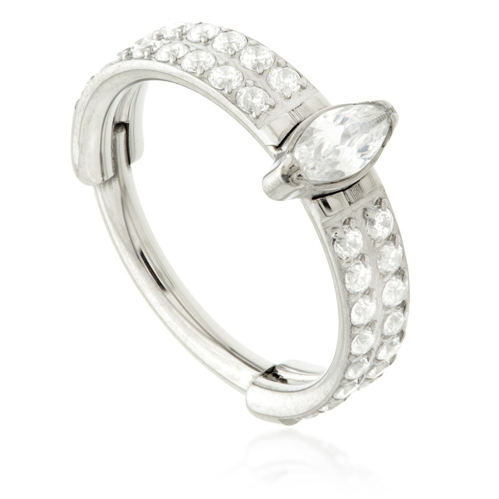 Ti Couture Double Pavé with Gem Marquise Hinged Ring