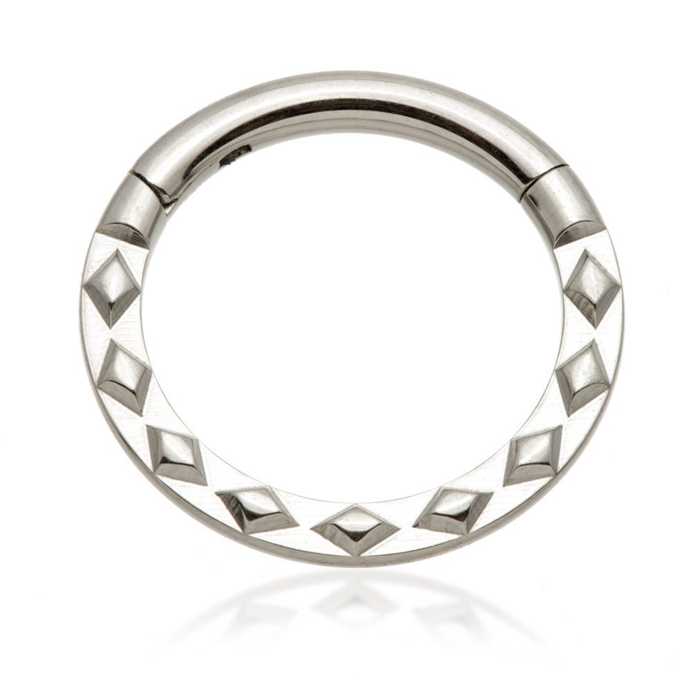 Ti Couture Front Facing Diamond Embossed Hinged Ring