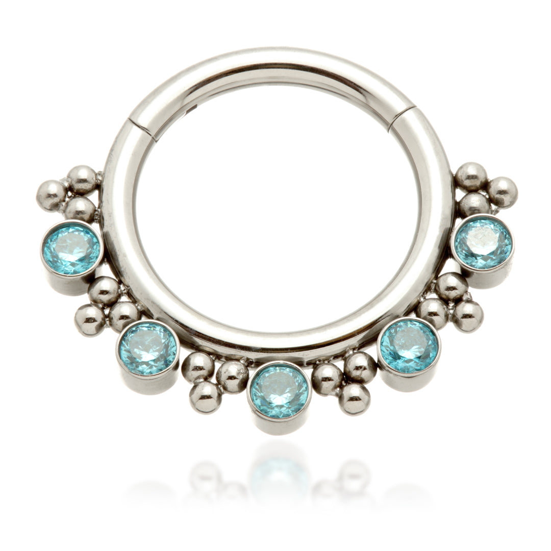 Ti Couture Front Facing Jewelled Tribal Bead Cluster Hinged Ring