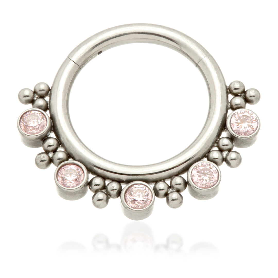 Ti Couture Front Facing Jewelled Tribal Bead Cluster Hinged Ring