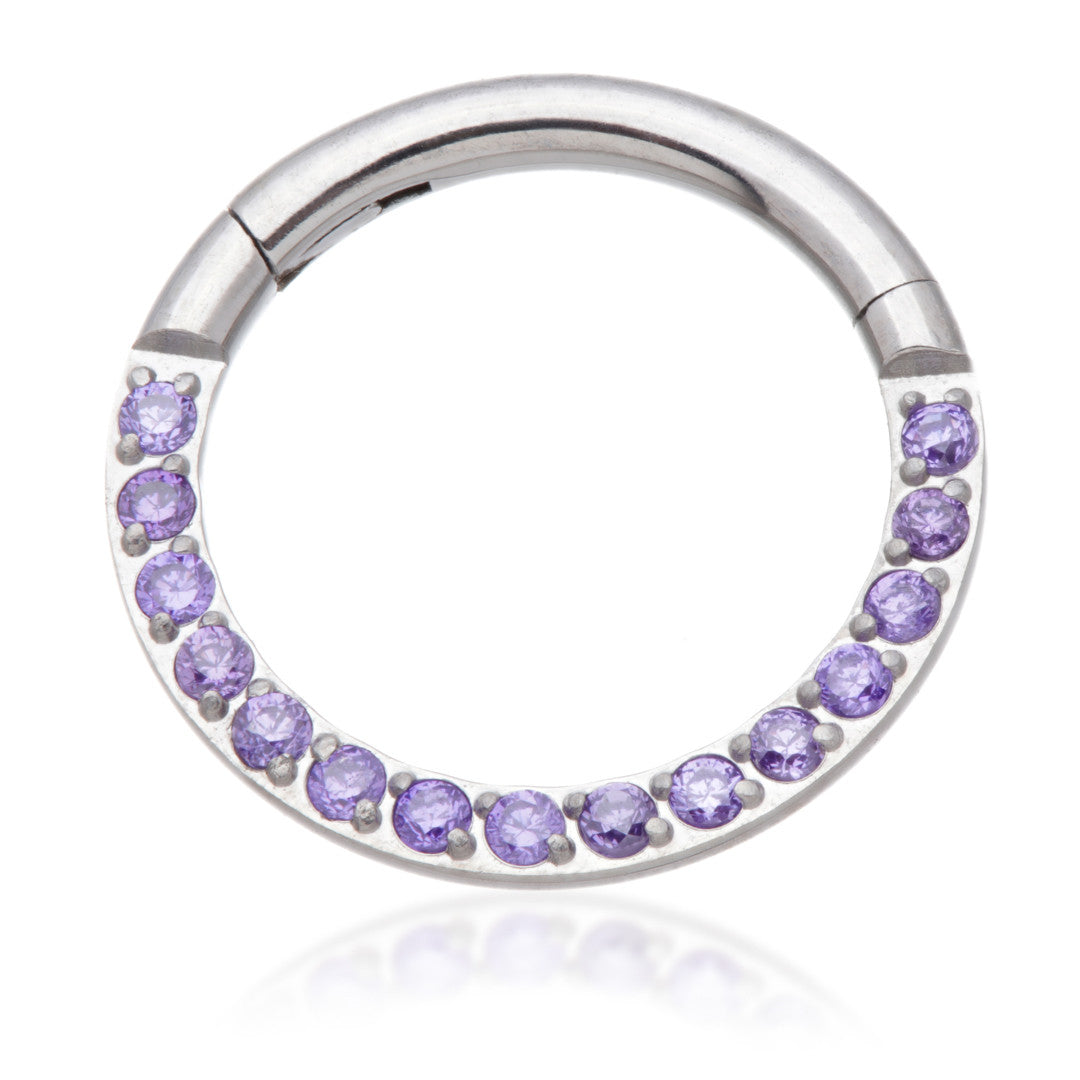 Ti Couture Front Facing Pave Gems Hinged Daith Ring