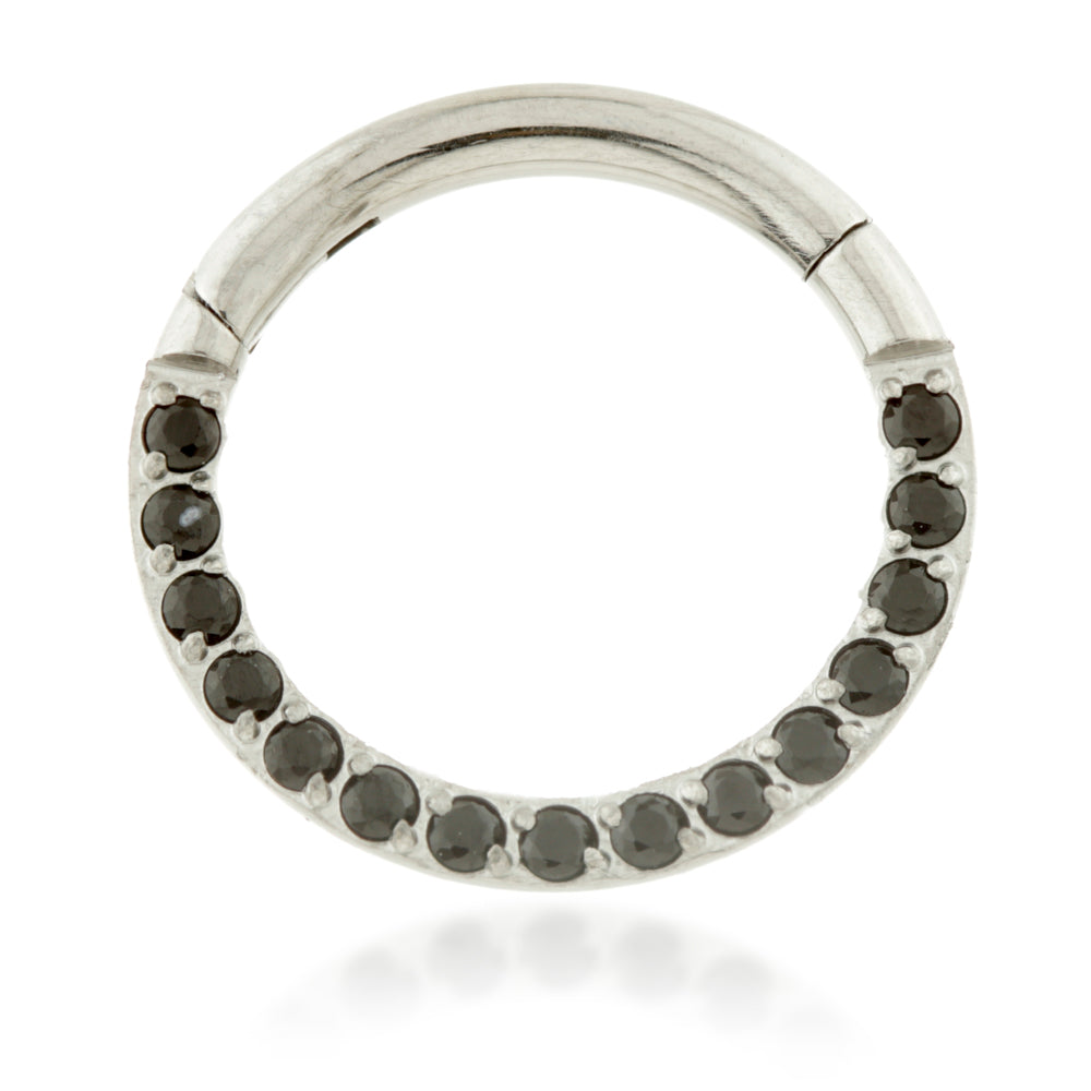 Ti Couture Front Facing Pave Gems Hinged Daith Ring