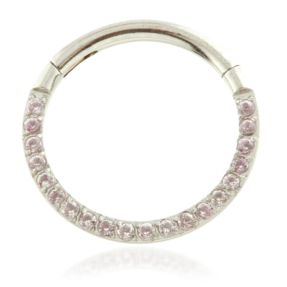 Ti Couture Front Facing Pave Gems Hinged Daith Ring