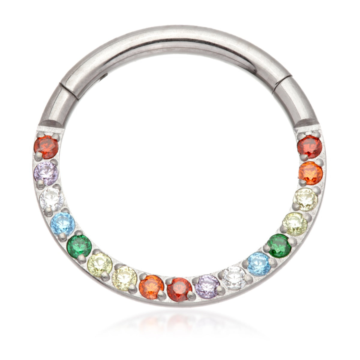 Ti Couture Front Facing Pave Gems Hinged Daith Ring