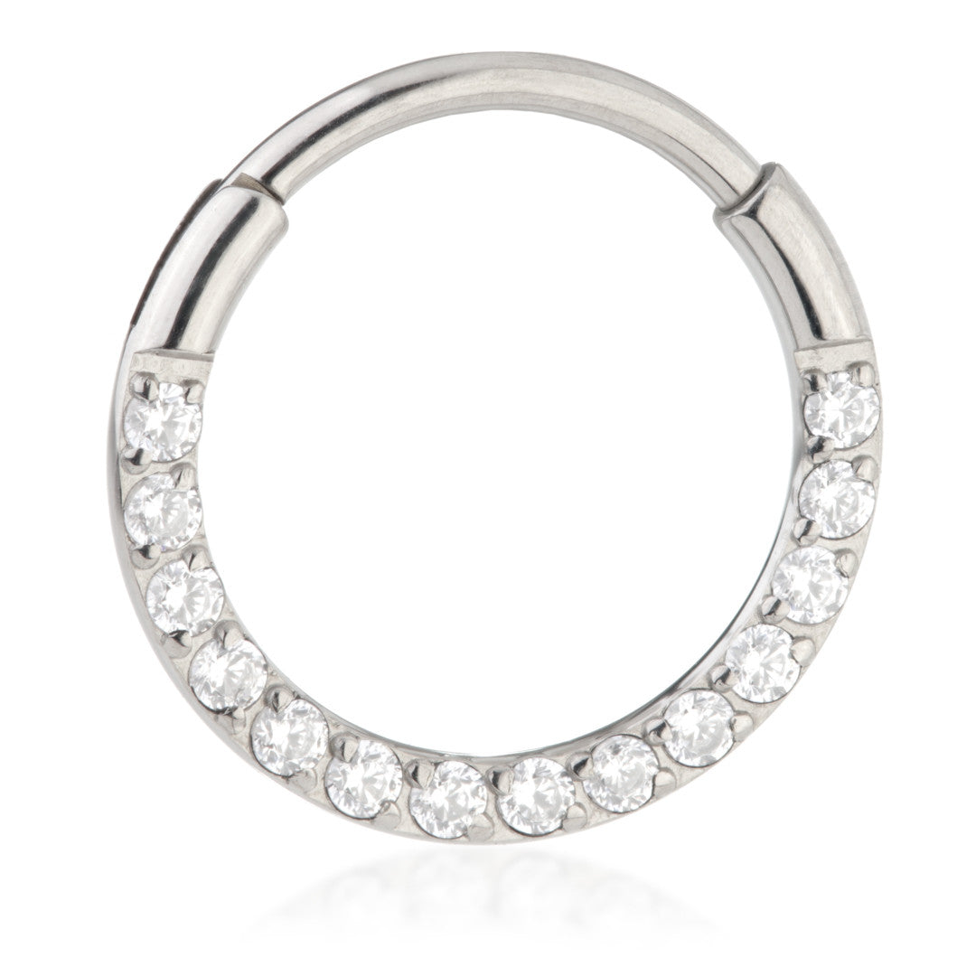 Ti Couture Front Facing Pavé Gems Hinged Ring (0.8mm)