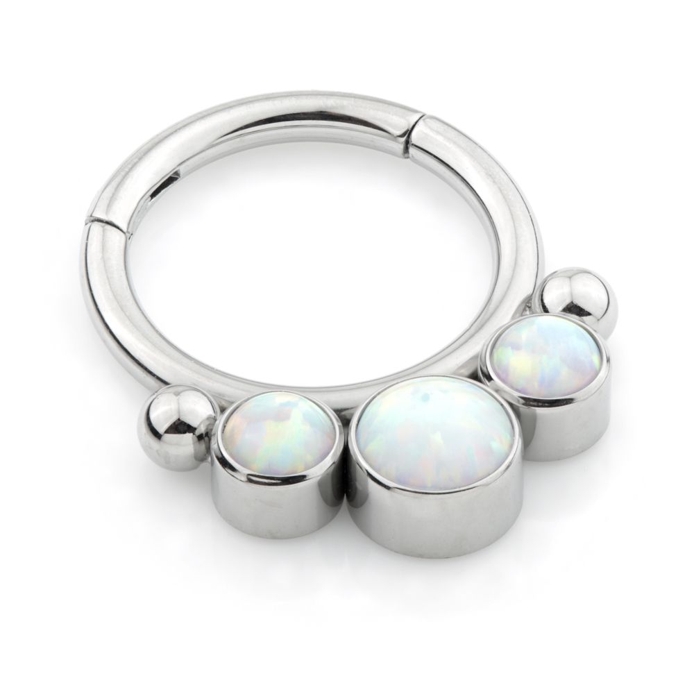 Ti Couture Front Facing Triple Bezel Opal Hinged Ring