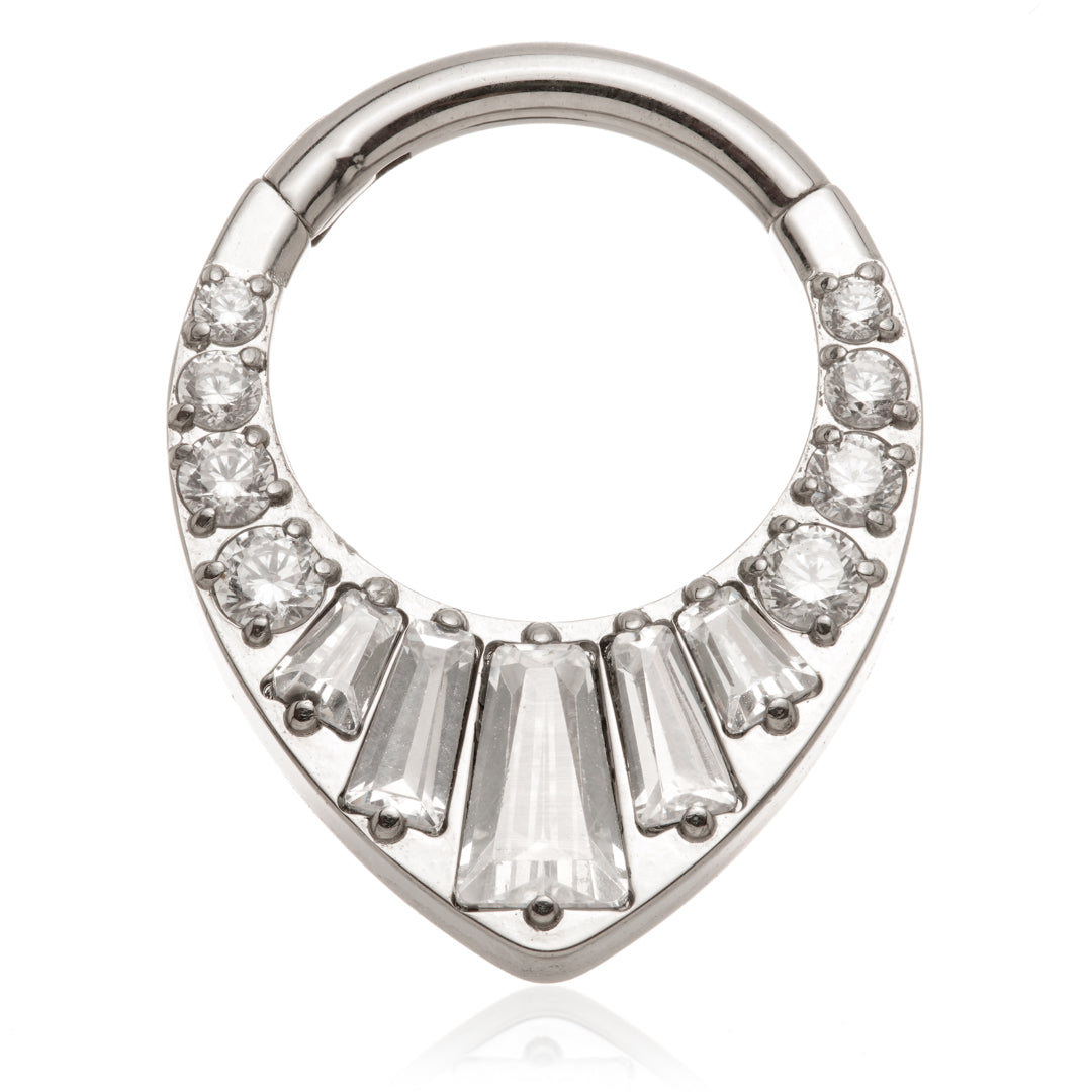 Ti Couture Hinged Ring with Baguette and Round Gems