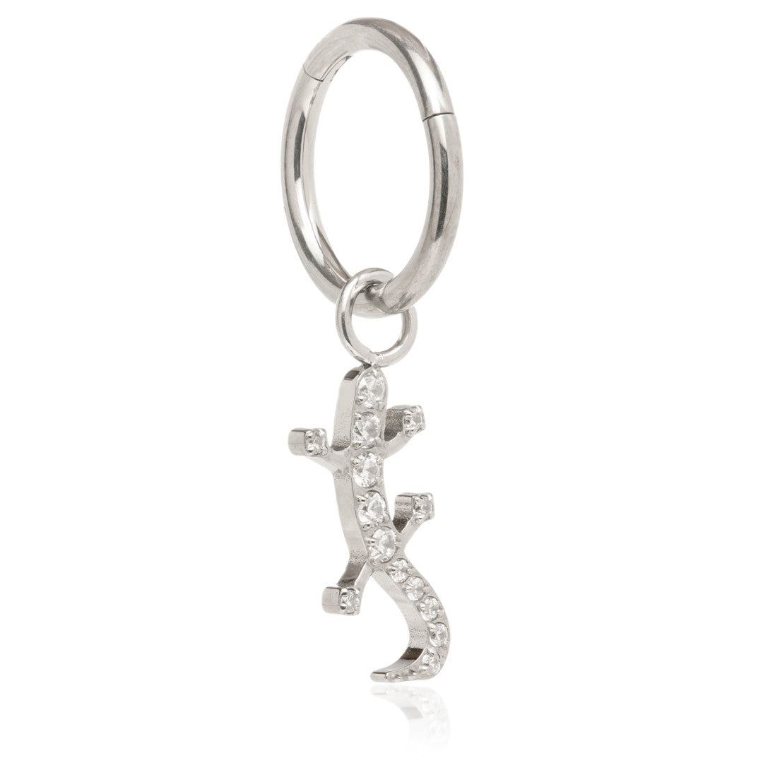 Ti Couture Hinged Ring with Gecko Charm