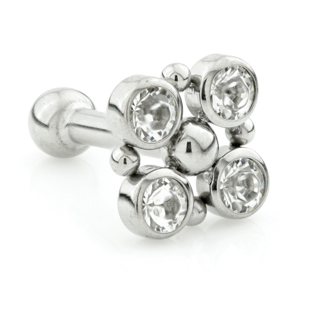Ti Couture Internal Quad Gem Square Ti Microbar