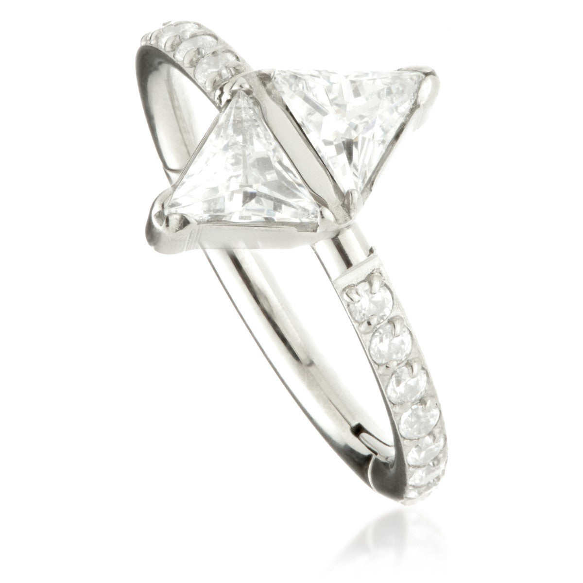 Ti Couture Pavé Double Trillian Cut Hinged Ring