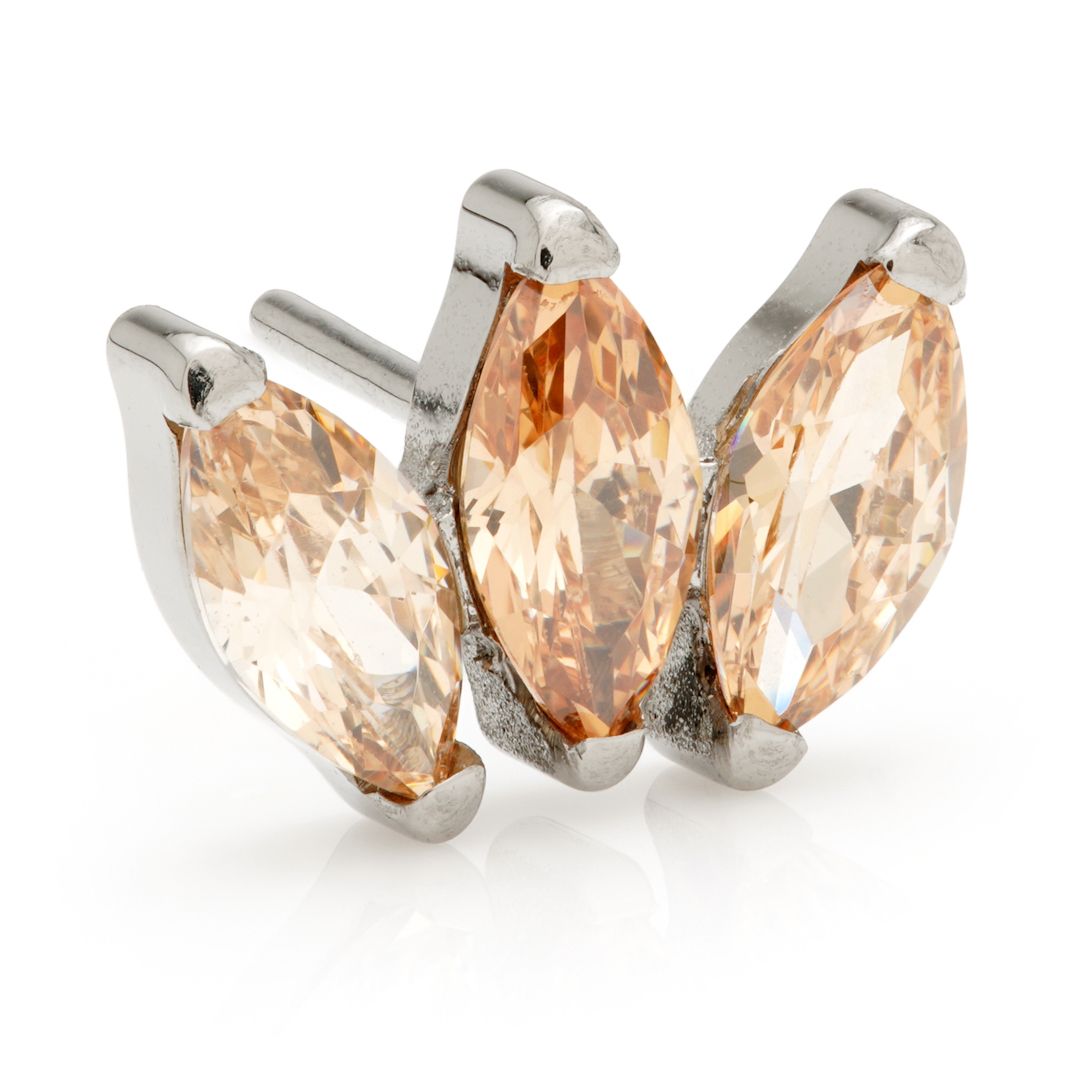 Ti Couture Threadless Triple Gem Prong Set Marquise Attachment