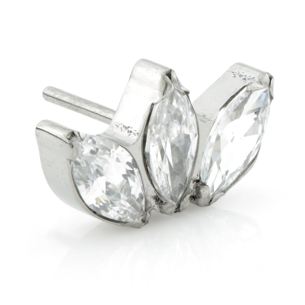 Ti Couture Threadless Triple Gem Prong Set Marquise Attachment