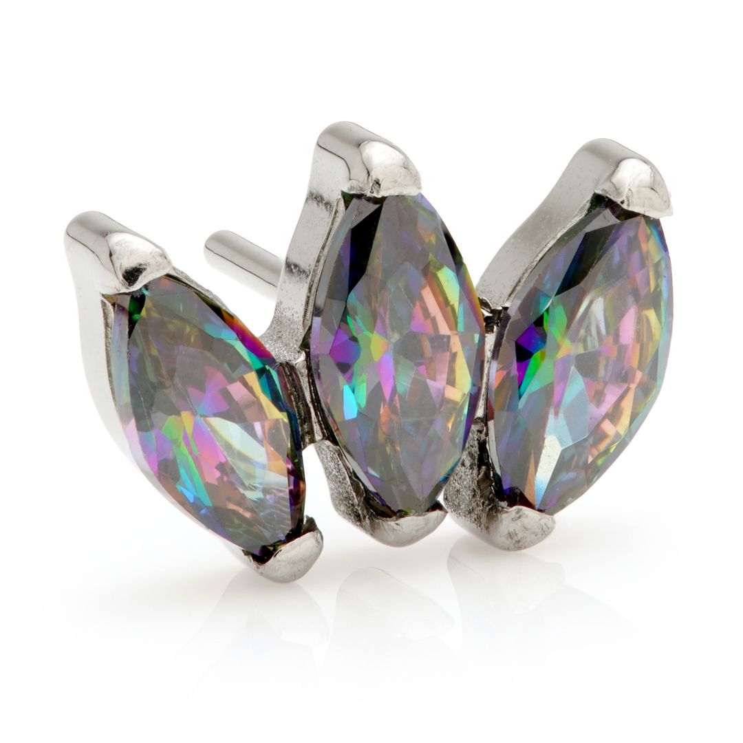 Ti Couture Threadless Triple Gem Prong Set Marquise Attachment