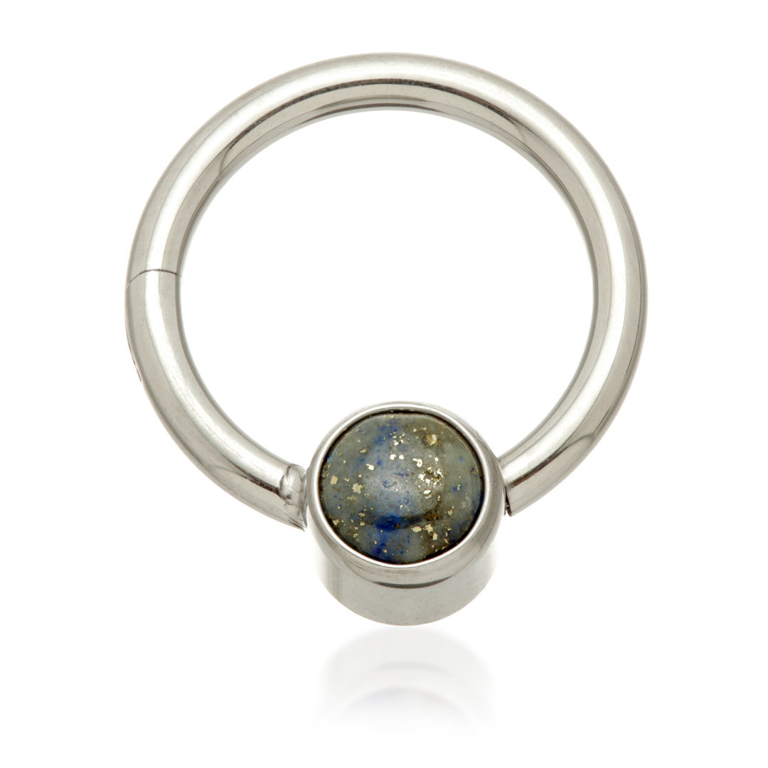 Ti Hinged Segment Ring with Lapis Stone Disk