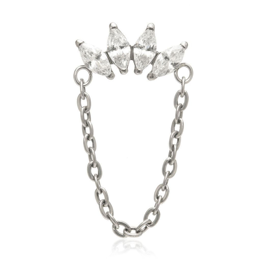 Ti Internal 4 Prong Marquise with Hanging Chain Attachment