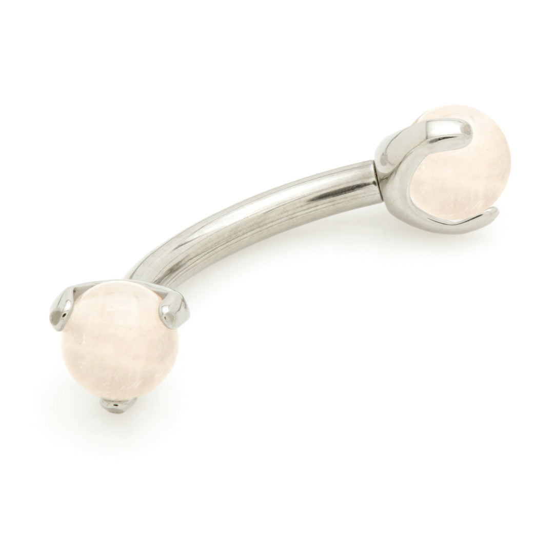 Ti Internal Banana Bar with Double Gemtone Prong