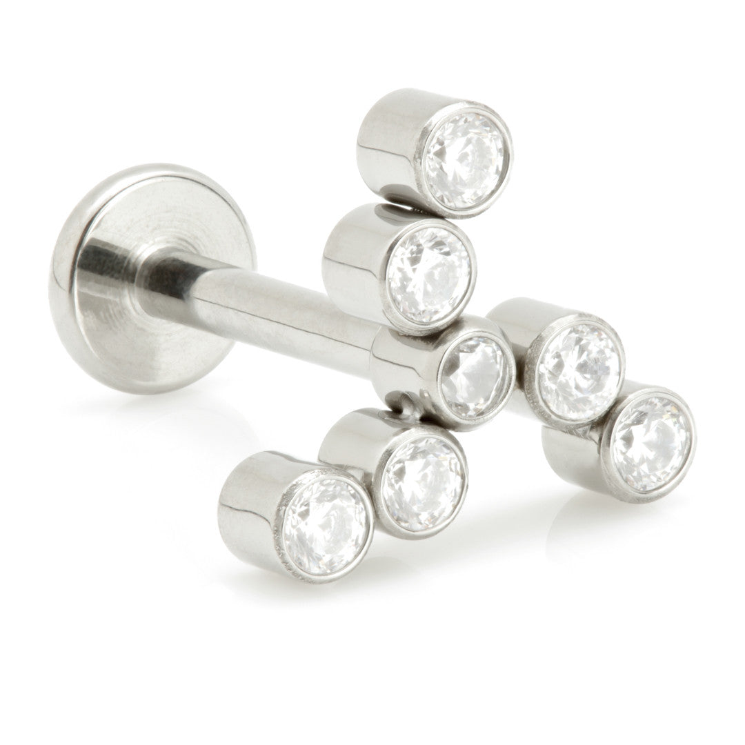 Ti Internal Labret with Windmill Shaped Jewelled Bezel Set Attachment