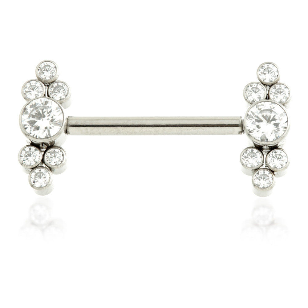 Ti Internal Nipple Bar with Gem Bezel Gem Cluster