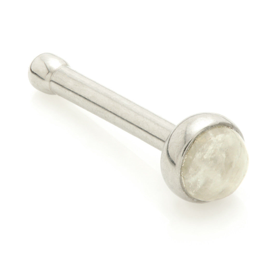 Ti Straight Ball Back Nose Stud with Moonstone Stone