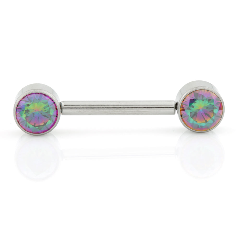 Ti Threadless Forward Facing Double Jewelled Plain Disk Barbell