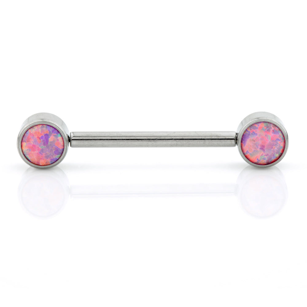 Ti Threadless Forward Facing Double Opal Plain Disk Barbell