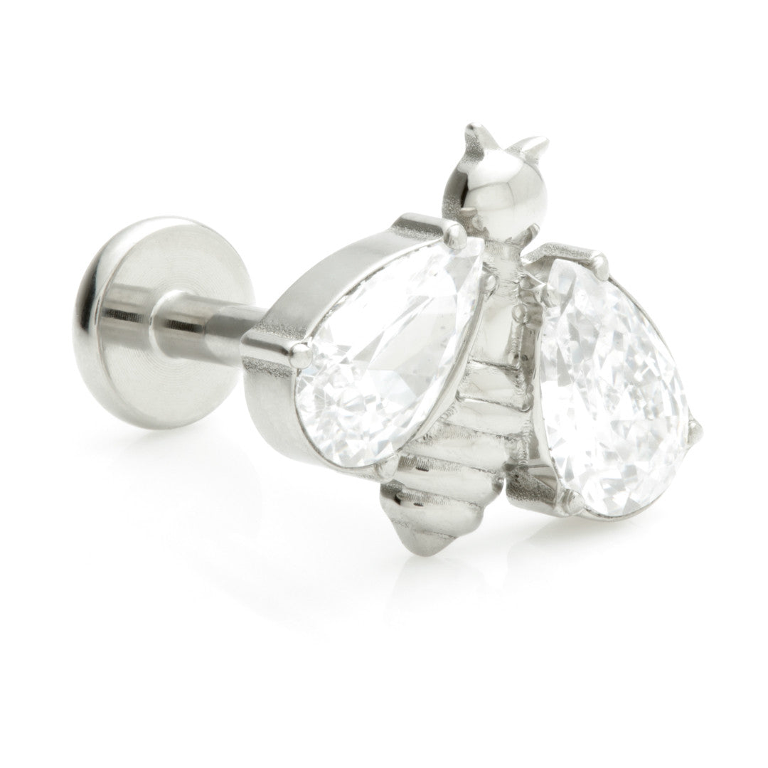 Ti Threadless Labret with Jewelled Bee Attachment