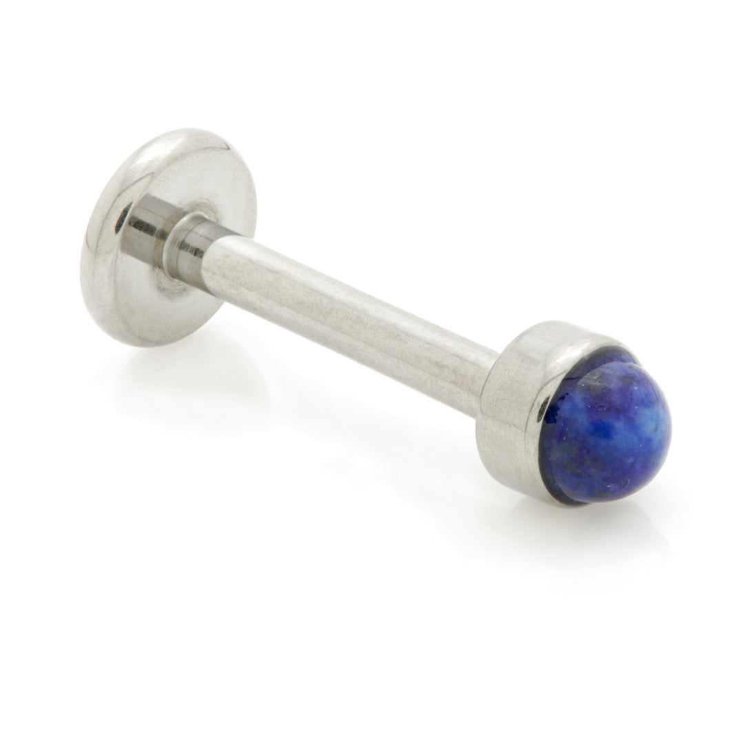 Ti Threadless Labret with Lapis Stone Bezel Attachment