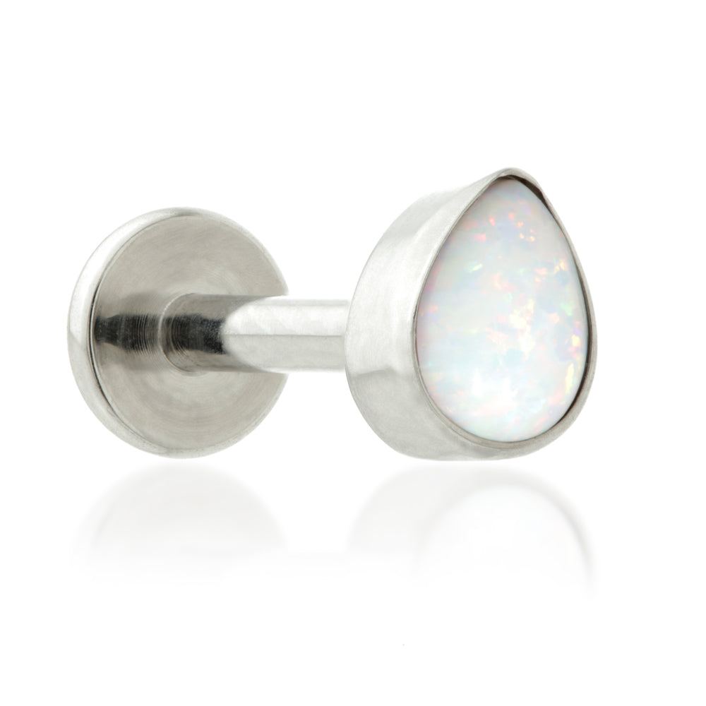 Ti Internal Labret with Opal Bezel Teardrop Attachment