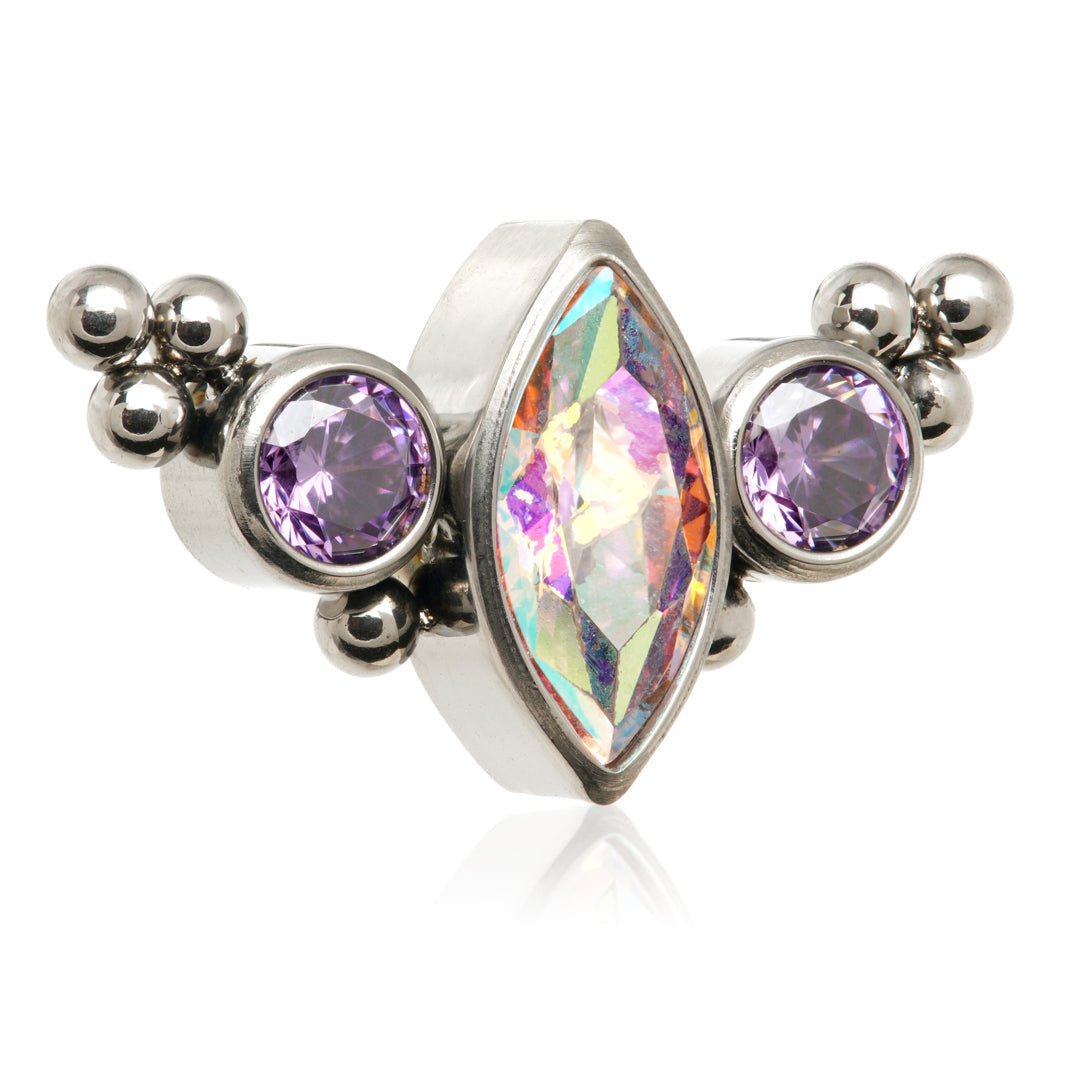 Ti Threadless Marquise Crescent with Tri Beads Attachment Pin