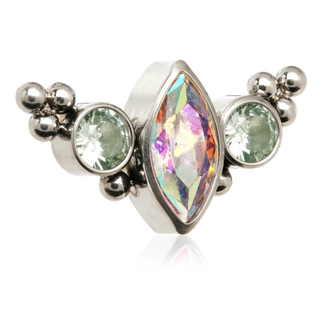 Ti Threadless Marquise Crescent with Tri Beads Attachment Pin