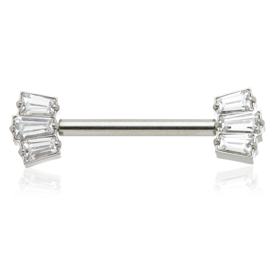 TiC Threadless Titanium Triple Baguette Nipple Bar