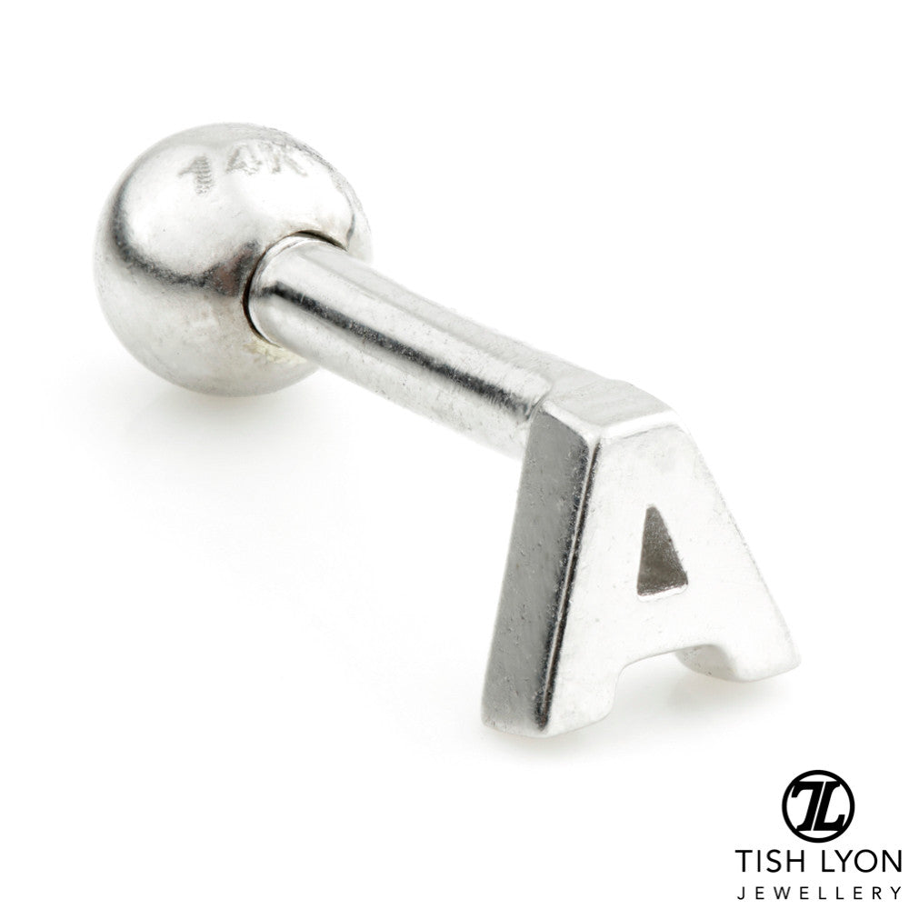 Micro Letter 14 Carat Solid Gold Barbell Earring