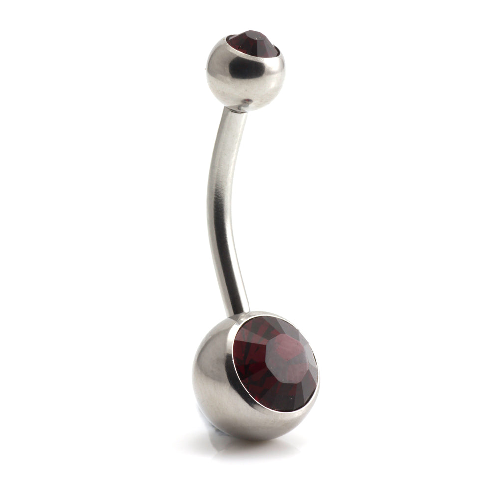 Steel External Thread Double Jewelled Navel Bar