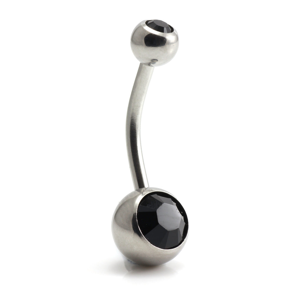 Steel External Thread Double Jewelled Navel Bar