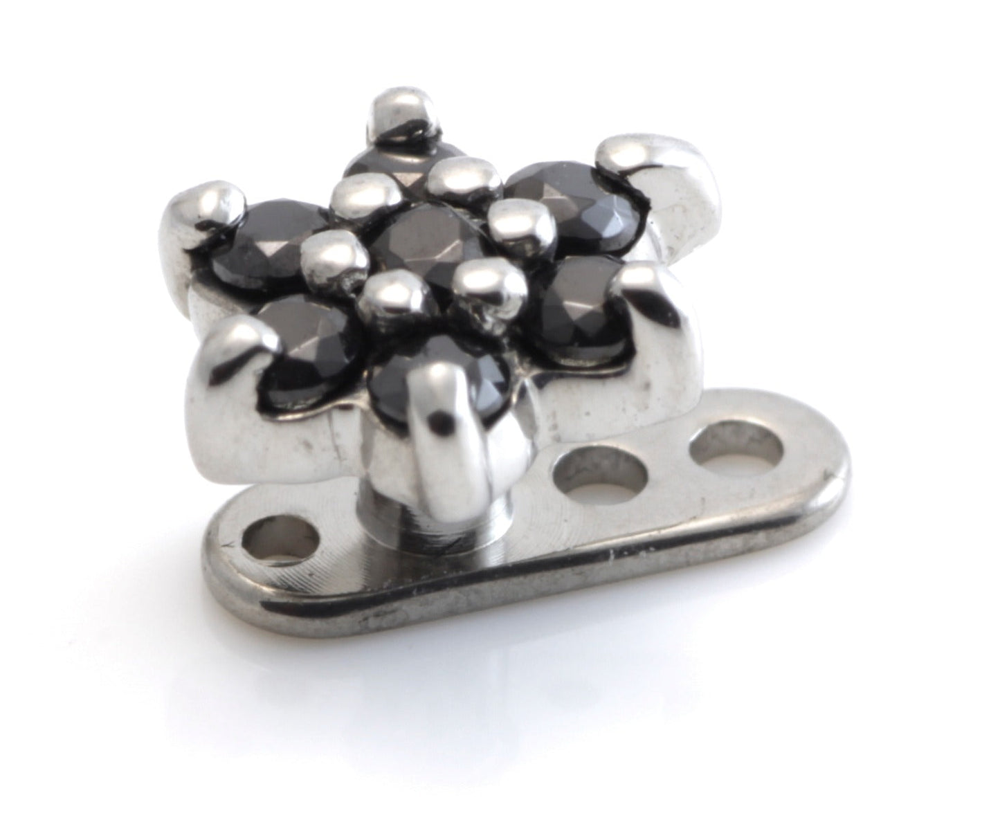 Titanium Internal Thread Anchor With Steel Gem Flower