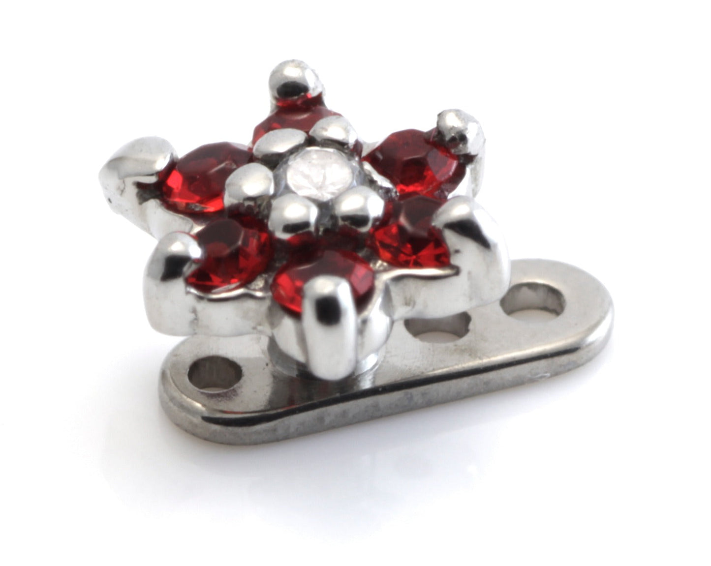 Titanium Internal Thread Anchor With Steel Gem Flower