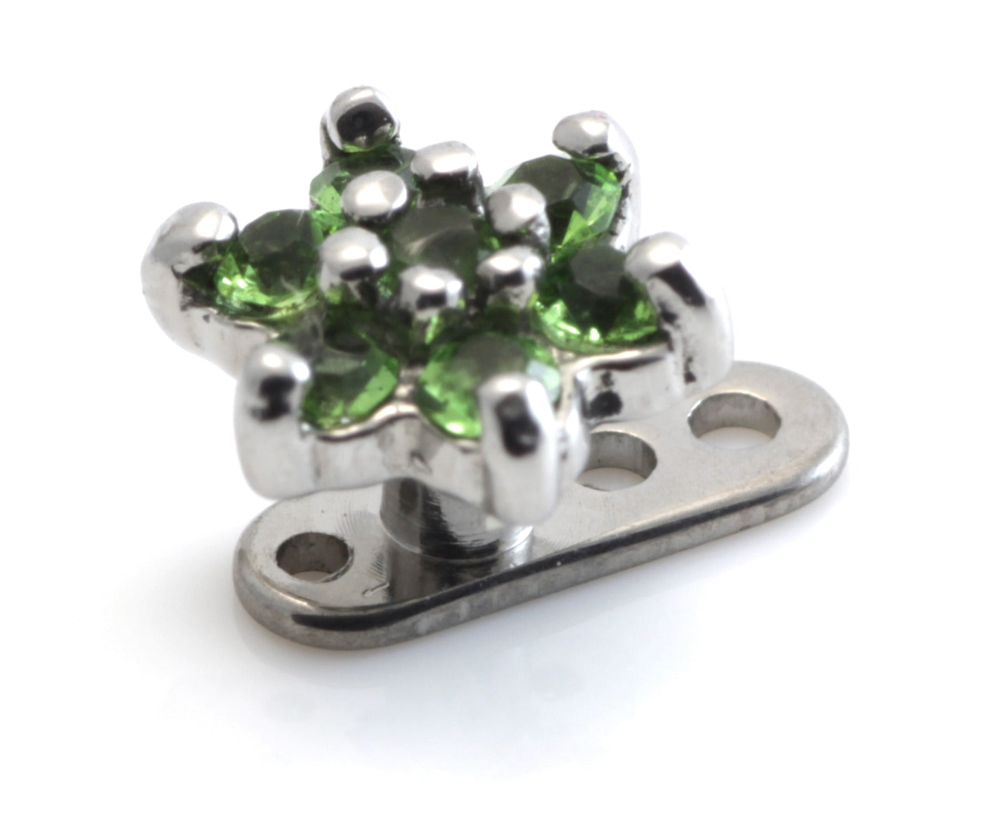 Titanium Internal Thread Anchor With Steel Gem Flower