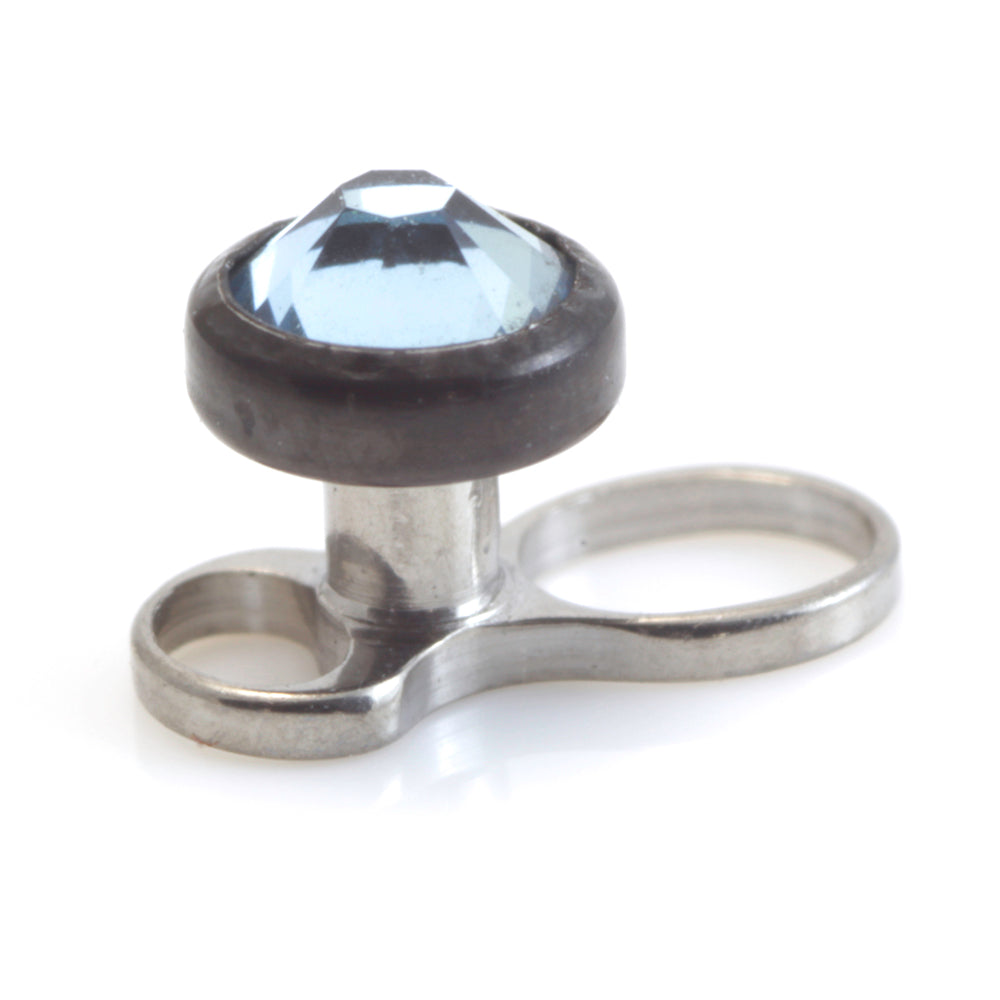 Titanium Internal Thread Micro Dermal Anchor with Evil Black Gem Disk